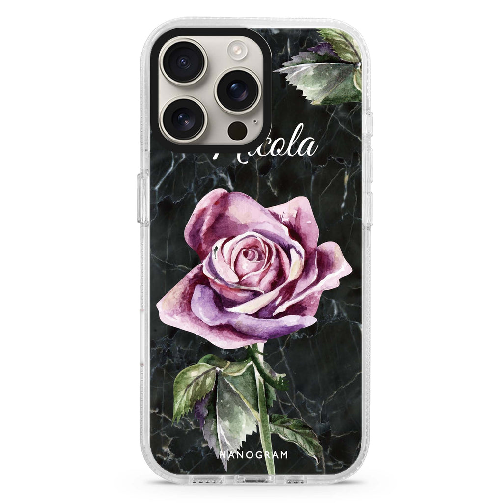 Black Marble Rose Magsafe 兼容水晶透明保護殼