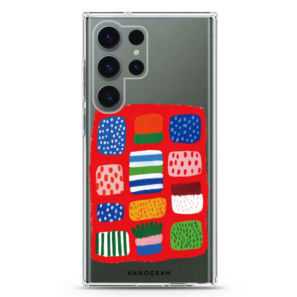 Tropical Candy Lines Samsung Galaxy Ultra 透明保護殼，適用 S26/S25/S24/S23 Ultra，圖1