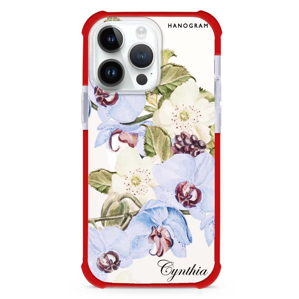 Light Blue Floral iPhone Magsafe 兼容超強防摔保護殼