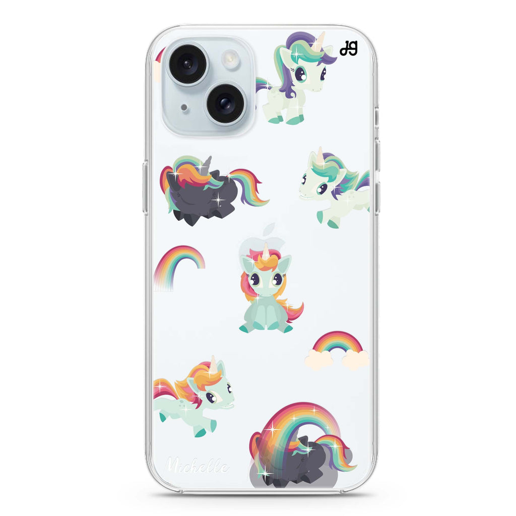 Unicorn & Rainbow iPhone 15 plus 水晶透明保護殼