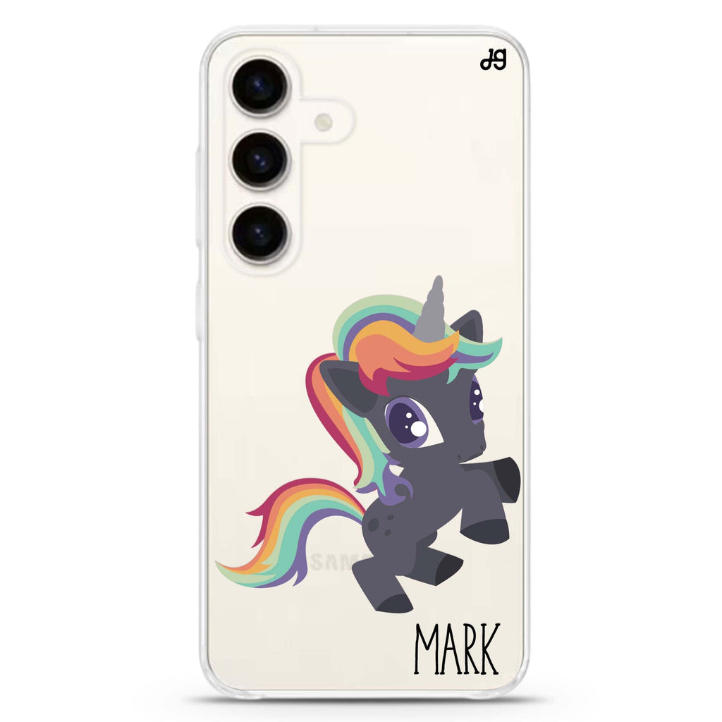 Lovely Unicorn I Samsung Galaxy S26/S25/S24 可加名字水晶透明保護殼正面展示