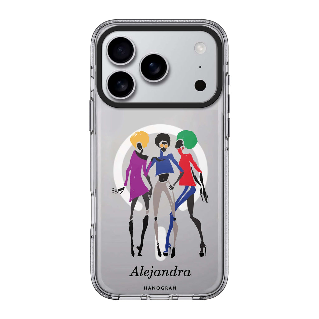 Artistic Girls iPhone 17 Pro Max MagSafe 水晶透明保護殼 人像插畫設計 可自訂名字 圖1