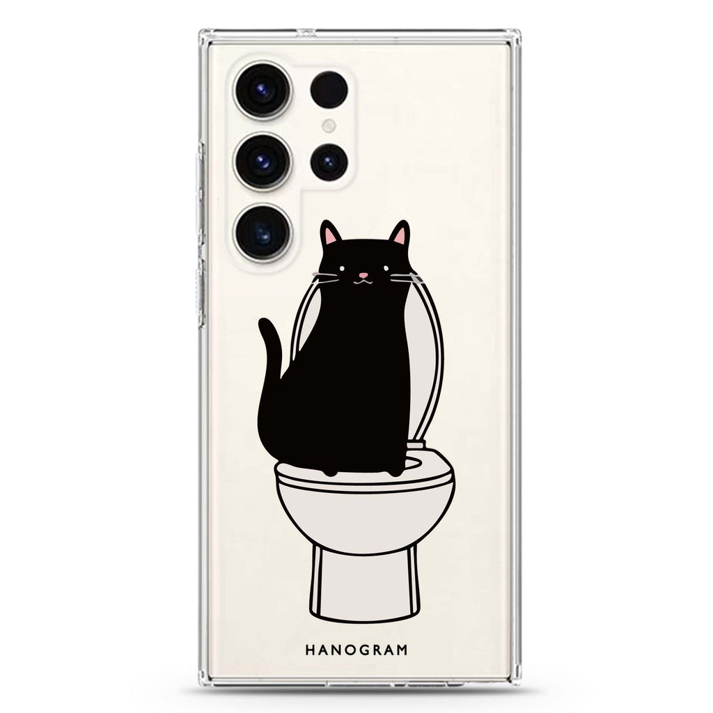Toilet Cat Samsung Galaxy Ultra 透明保護殼，適用 S26/S25/S24/S23 Ultra，圖1