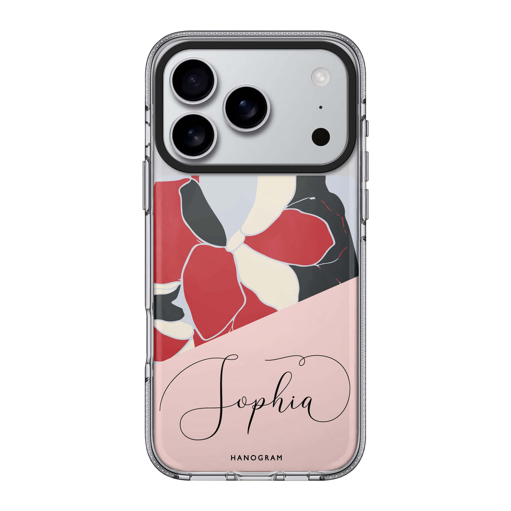 Floral POP iPhone 17 Pro Max MagSafe 水晶透明保護殼 花卉圖案設計 可自訂名字 圖1