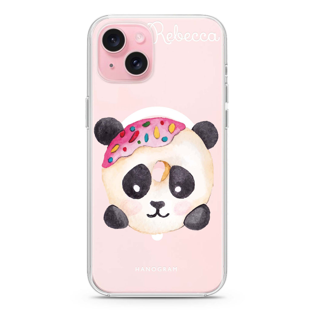 Sweet donut panda iPhone 15 Magsafe 兼容水晶透明保護殼
