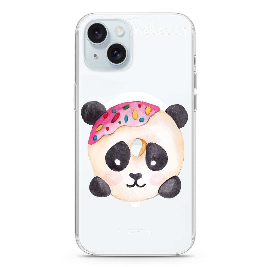 Sweet donut panda iPhone 15 Plus Magsafe 兼容水晶透明保護殼