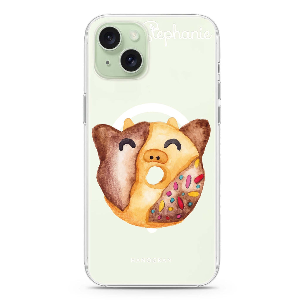 Sweet donut calf iPhone 15 Plus Magsafe 兼容水晶透明保護殼