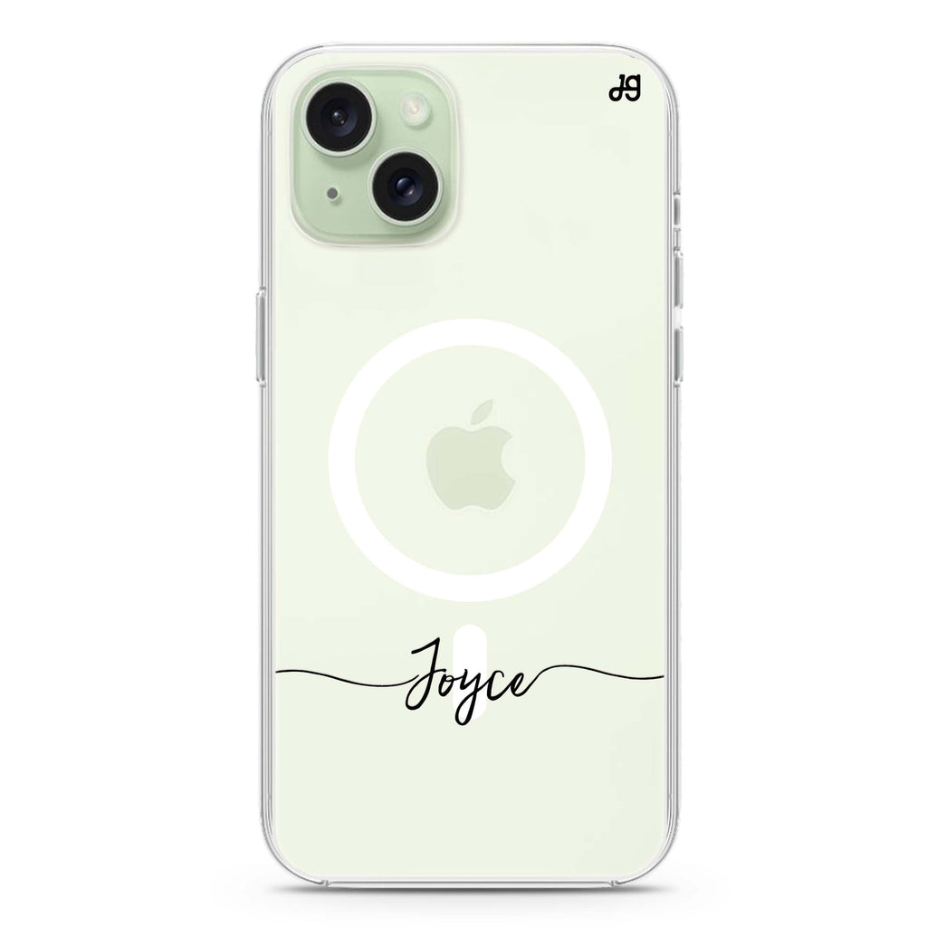 Initial handwritten iPhone 15 Plus Magsafe 兼容水晶透明保護殼