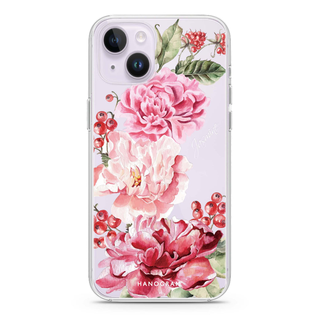 Pretty Watercolor Flowers iPhone 14 plus 水晶透明保護殼