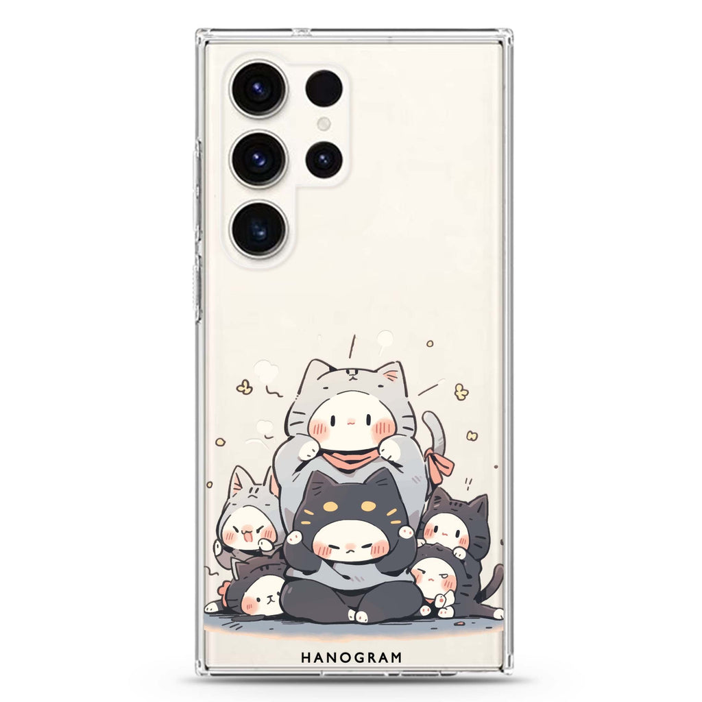 Feline Asana Lesson Samsung Galaxy Ultra 透明保護殼，適用 S26/S25/S24/S23 Ultra，圖1