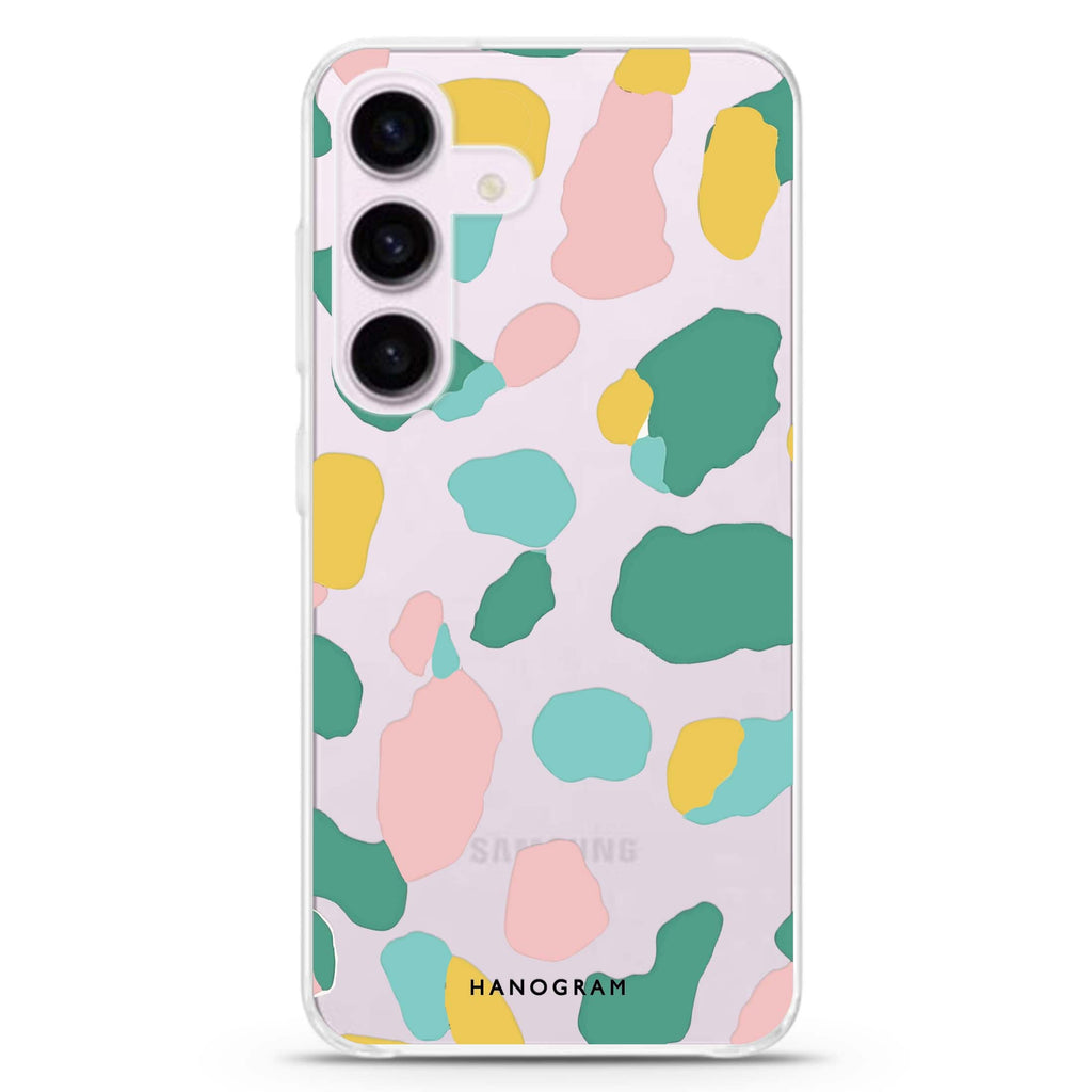 Cotton Candy Leopard Samsung Galaxy S26/S25/S24 水晶透明保護殼正面展示