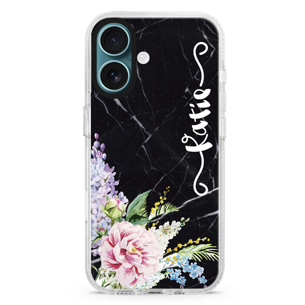 Floral & Black Marble 水晶透明保護殼