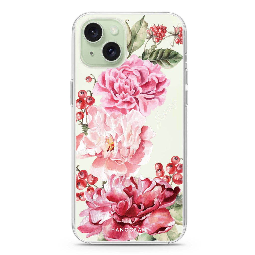 Pretty Watercolor Flowers iPhone 15 plus 水晶透明保護殼