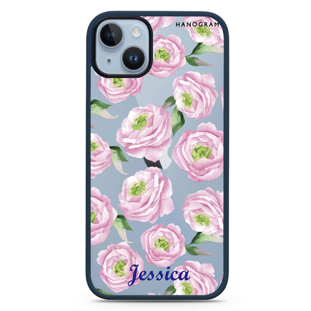 Watercolor pink floral iPhone 15 Plus 防衝擊保護殼