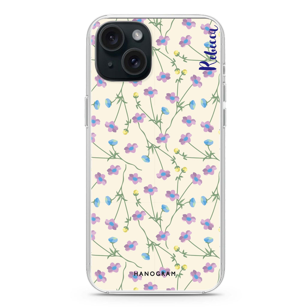 Girly floral iPhone 15 Magsafe 兼容水晶透明保護殼