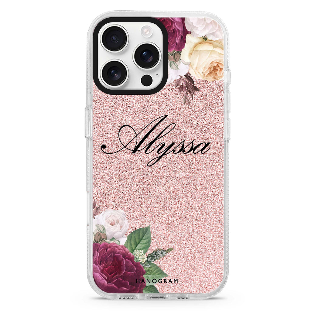 Glittering Floral Magsafe 兼容水晶透明保護殼