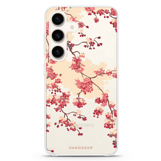 Cherry Bloom Samsung Galaxy S26/S25/S24 水晶透明保護殼正面展示