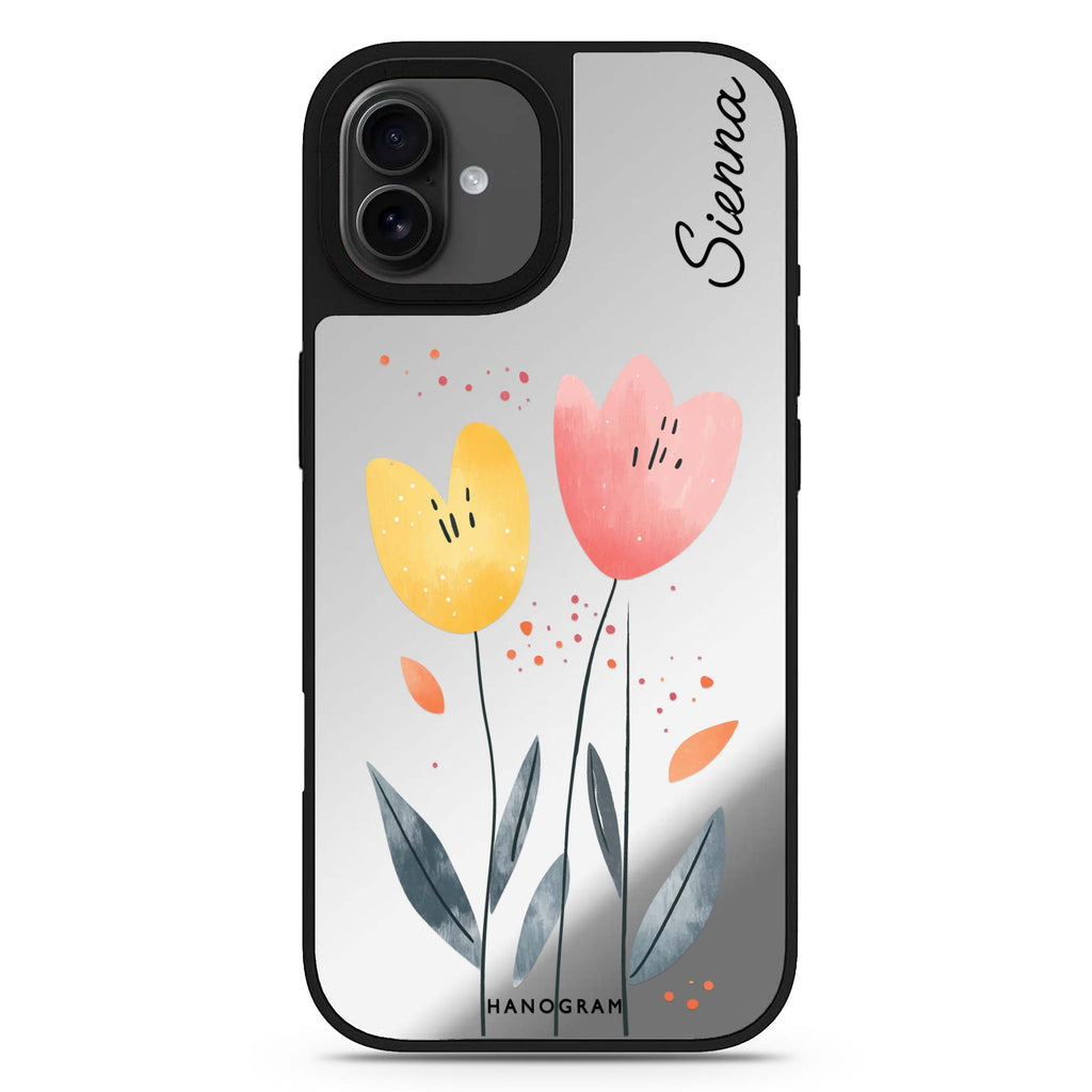 Tulip Twins iPhone 17 花卉鏡面手機殼 主圖設計