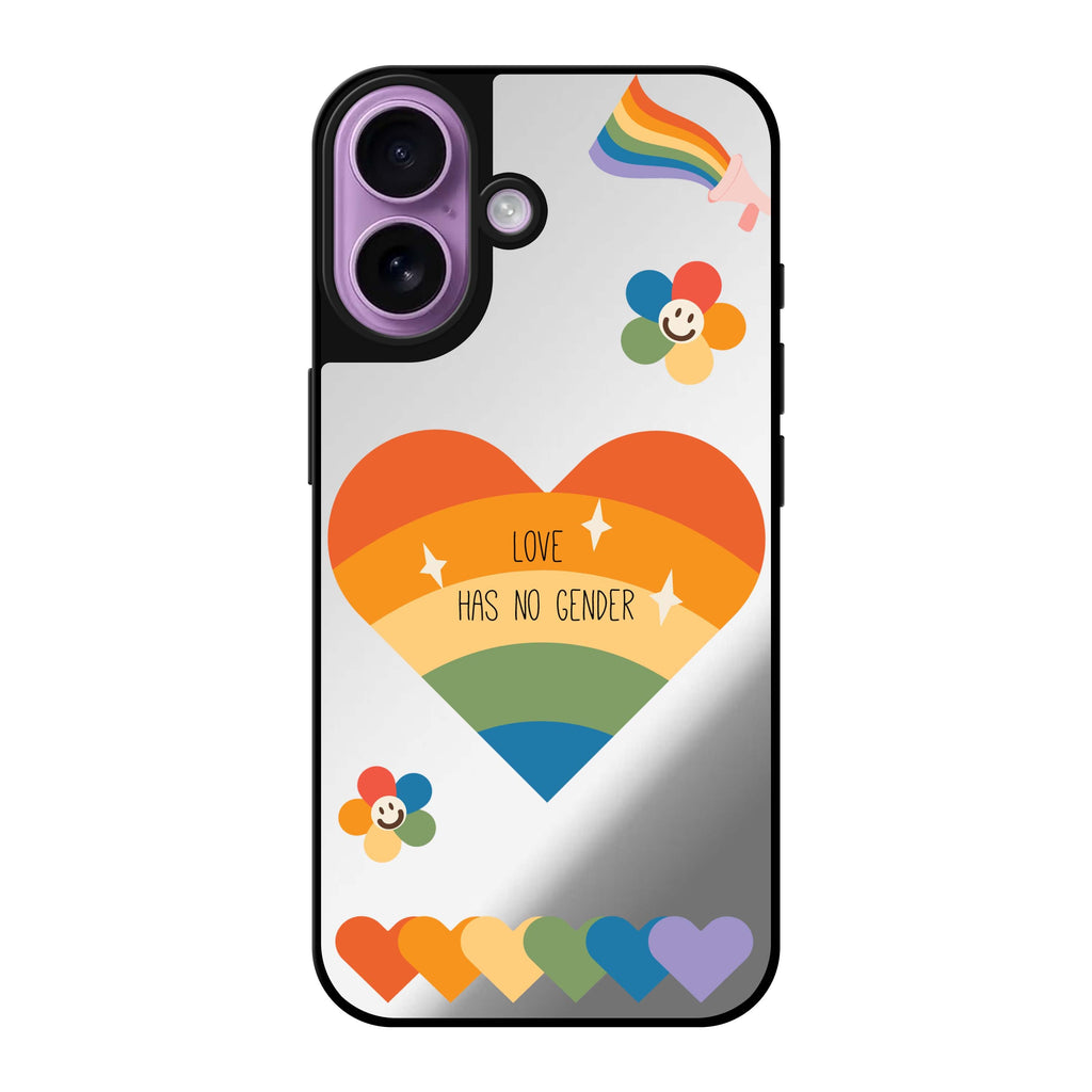 Reflective iPhone 16 Mirror Case –Love Has no gender Design