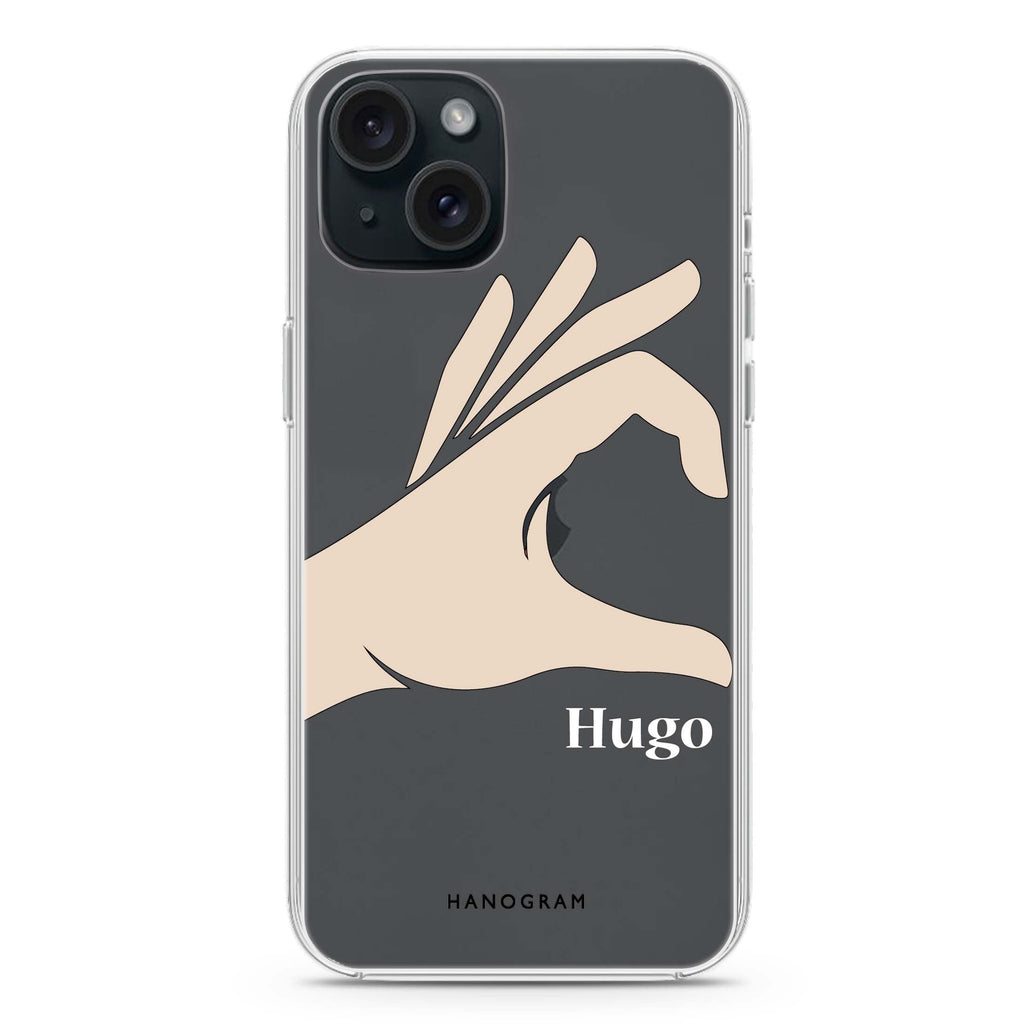 Left Hand heart iPhone 15 水晶透明保護殼