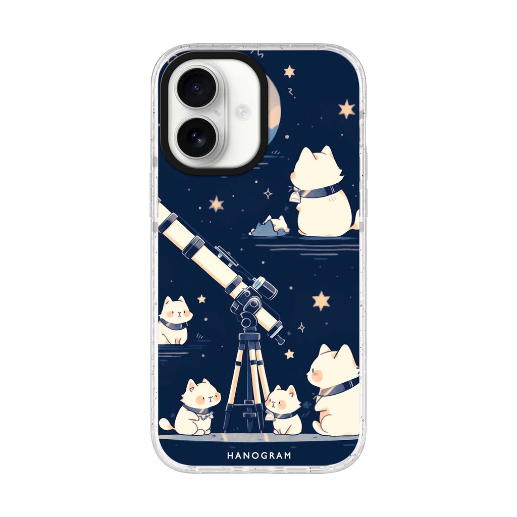 Stargazer Purr iPhone 17 水晶透明保護殼正面展示