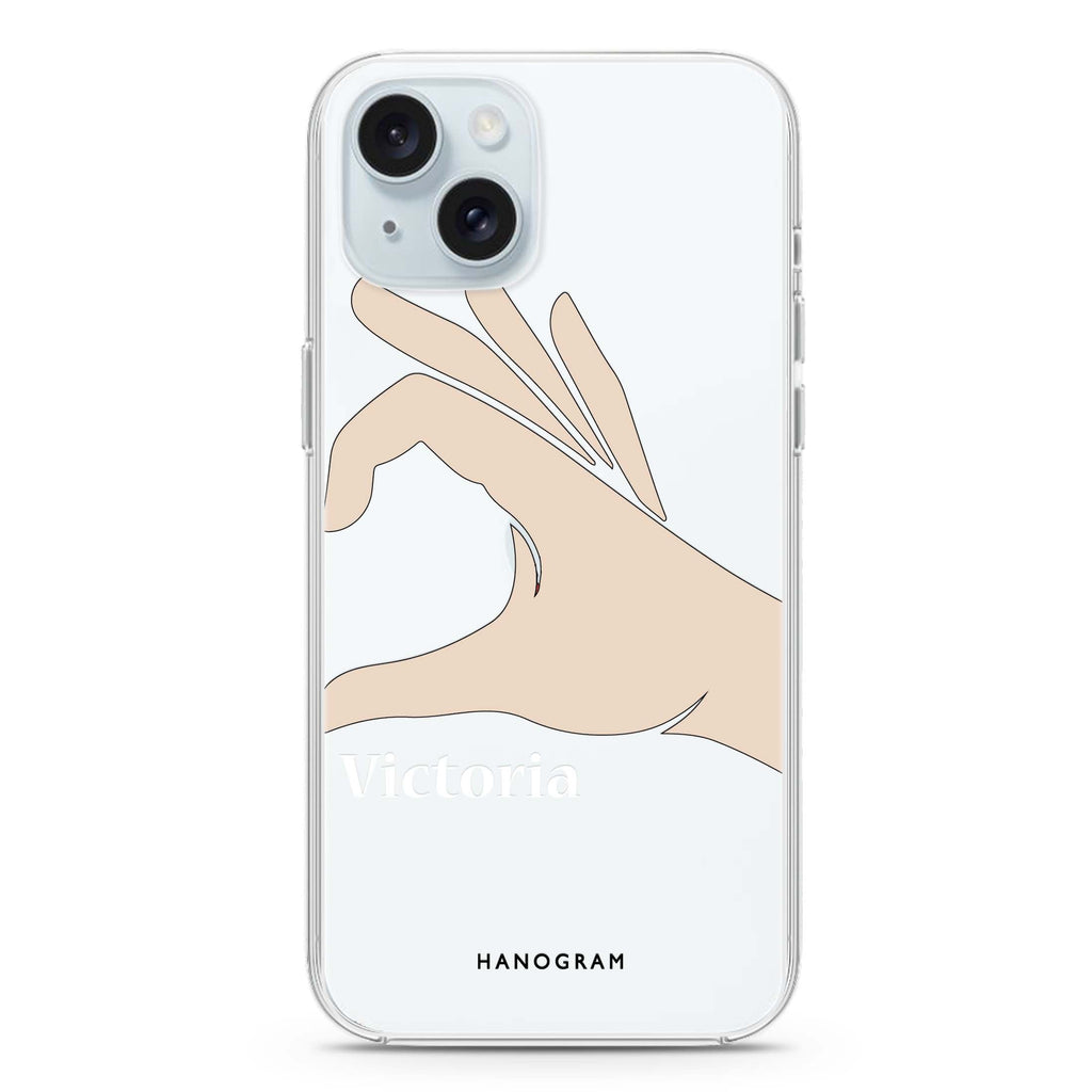 Right Hand heart iPhone 15 plus 水晶透明保護殼