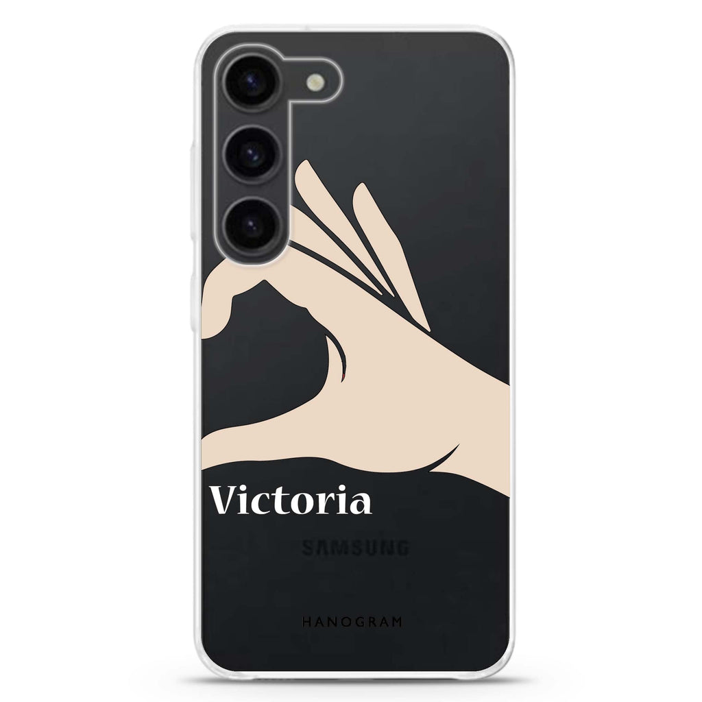 Right Hand heart Samsung Galaxy 水晶透明保護殼