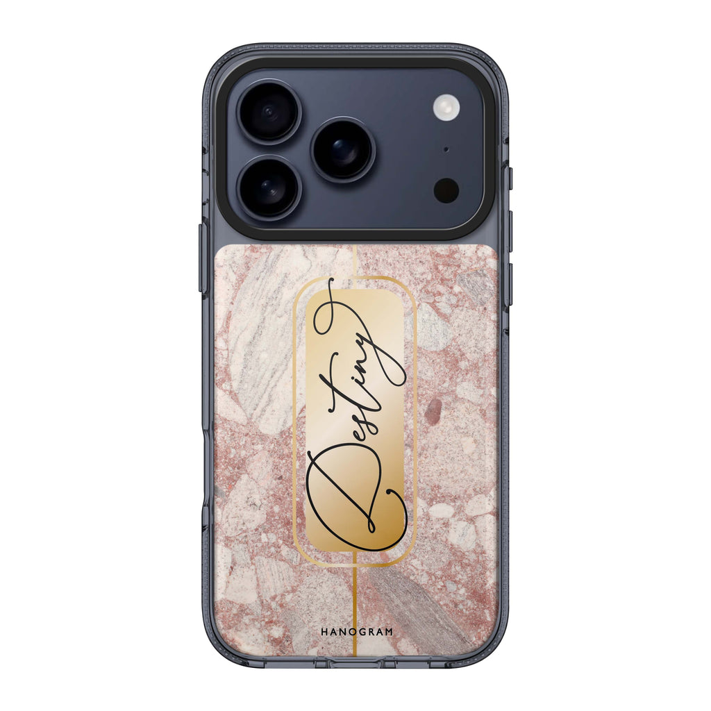 Golden Marble iPhone 17 Pro Max MagSafe 水晶透明保護殼 雲石紋設計 可自訂名字 圖1