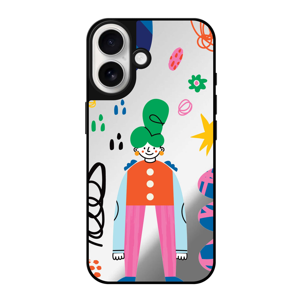 Reflective iPhone 16 Mirror Case –Abstract People Design