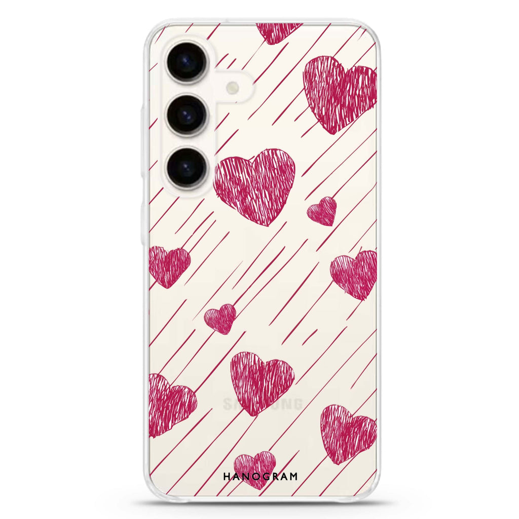 Stripe My Heart Samsung Galaxy S26/S25/S24 水晶透明保護殼正面展示