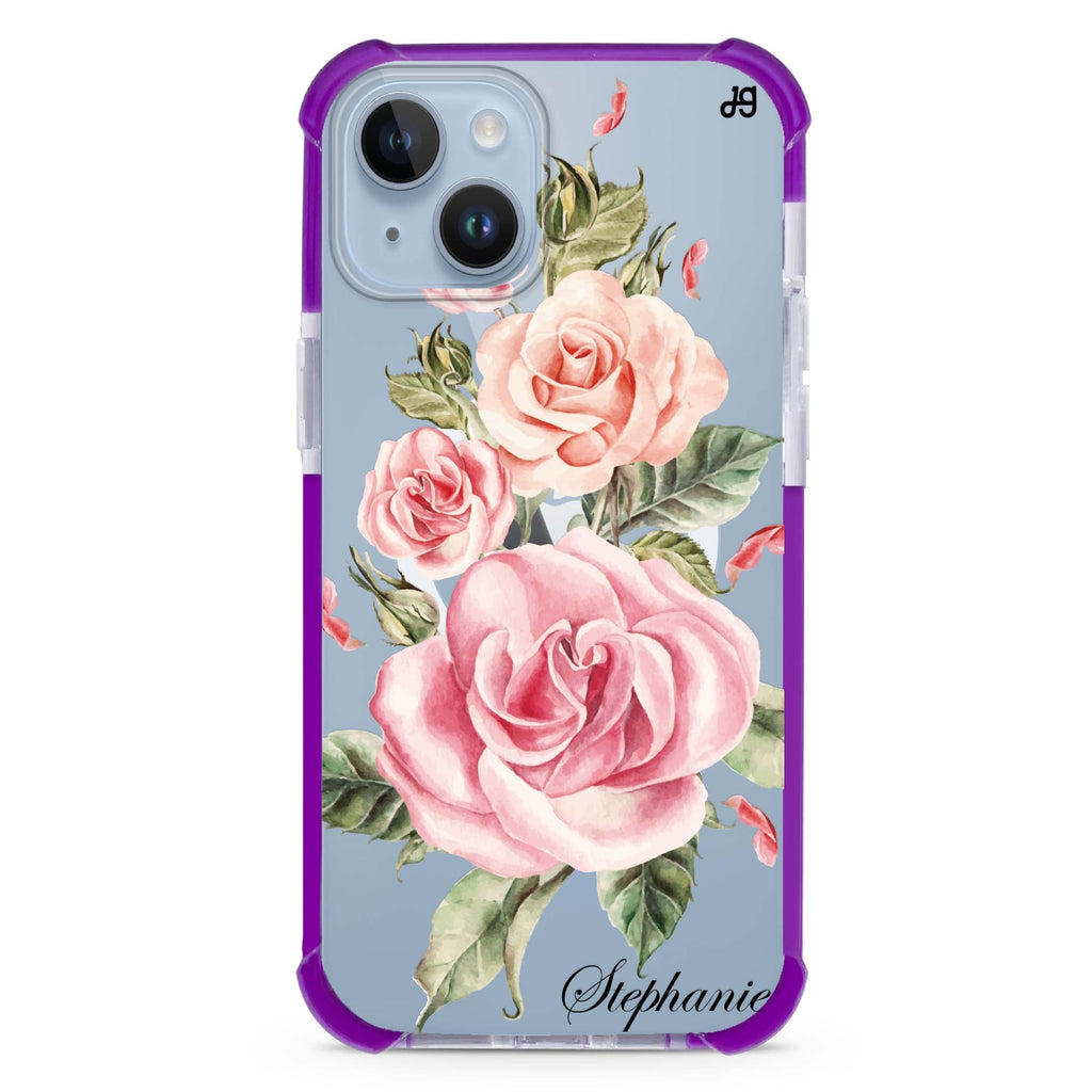 Pink Watercolor Floral iPhone 15 Plus Magsafe 兼容超強防摔保護殼
