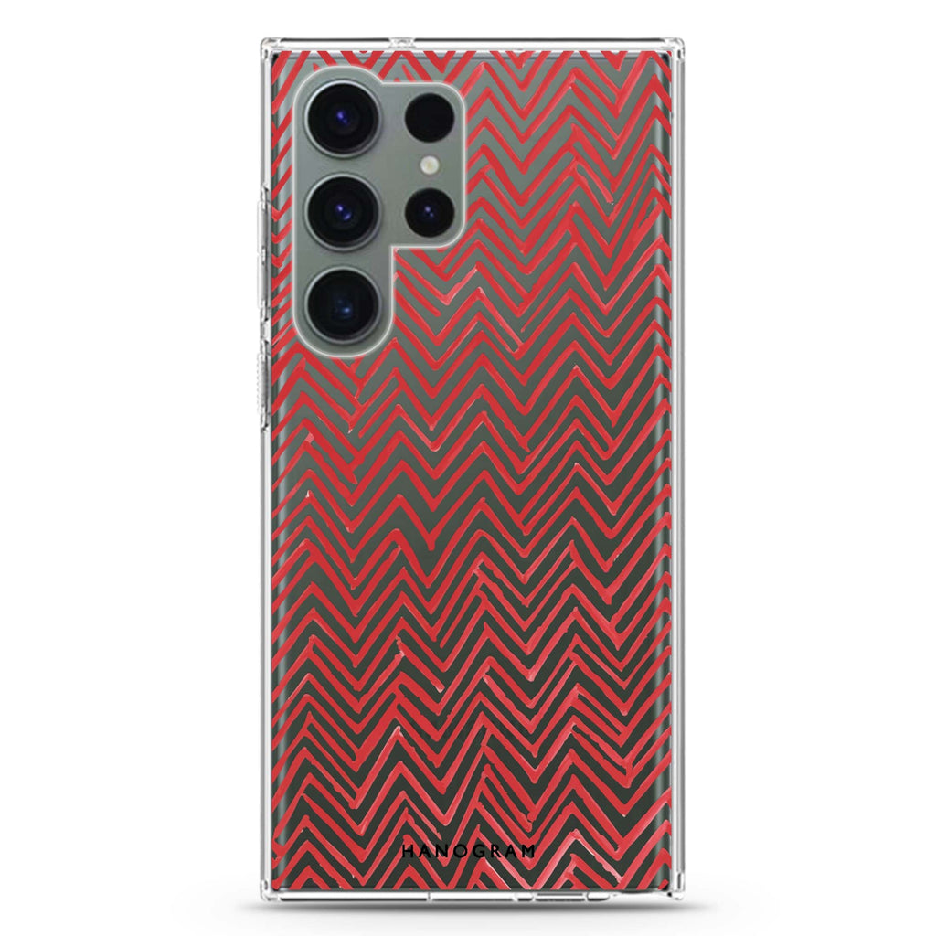 Crimson Currents Samsung Galaxy Ultra 透明保護殼，適用 S26/S25/S24/S23 Ultra，圖1