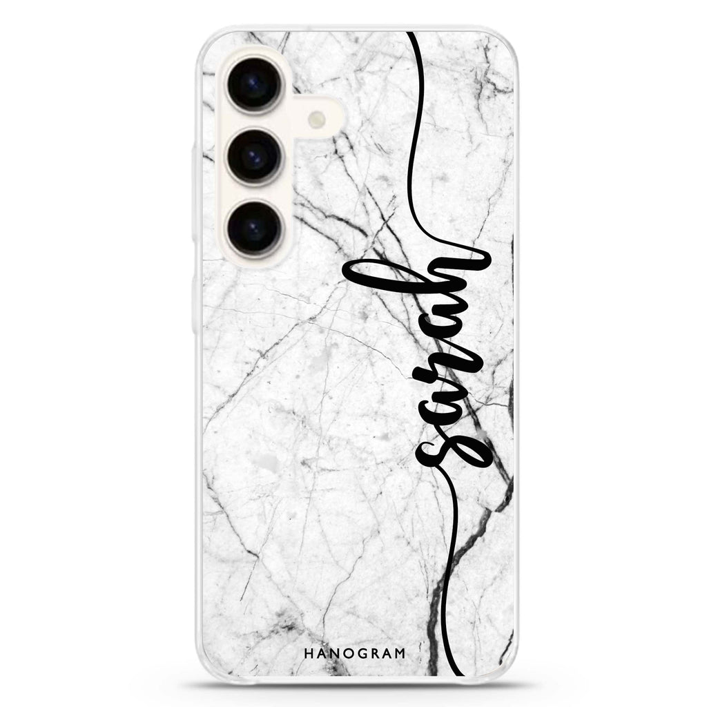 Marble Edition II Samsung Galaxy S26/S25/S24 可加名字水晶透明保護殼正面展示