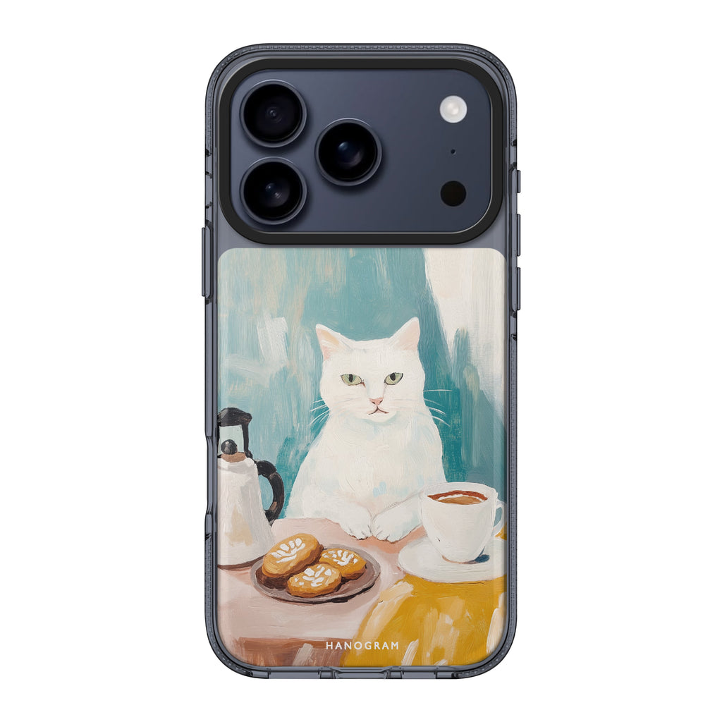 Coffee with Whiskers iPhone 17 Pro Max MagSafe 水晶透明保護殼 貓圖案設計 圖1