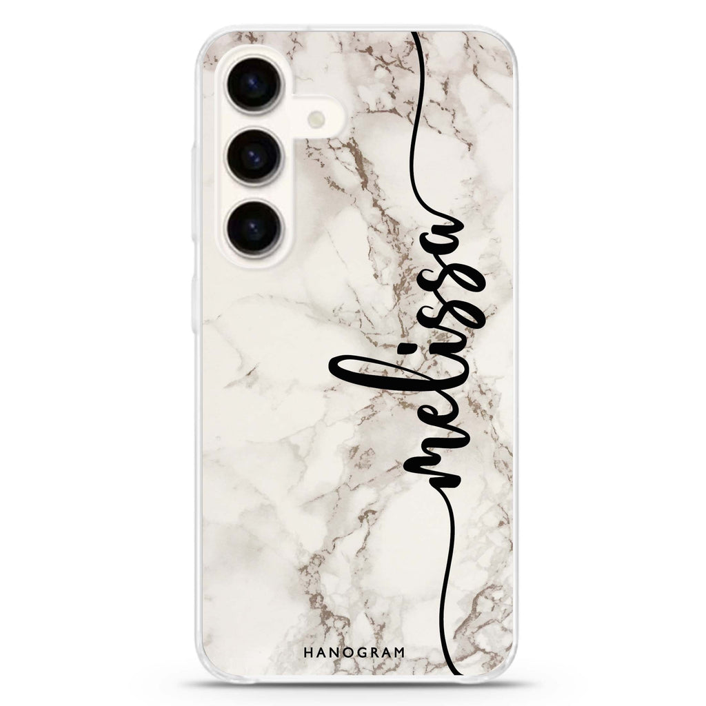 Marble Edition V Samsung Galaxy S26/S25/S24 可加名字水晶透明保護殼正面展示