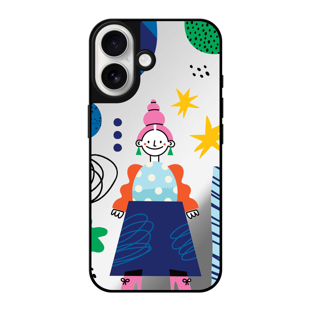 Reflective iPhone 16 Mirror Case –Abstract People Design