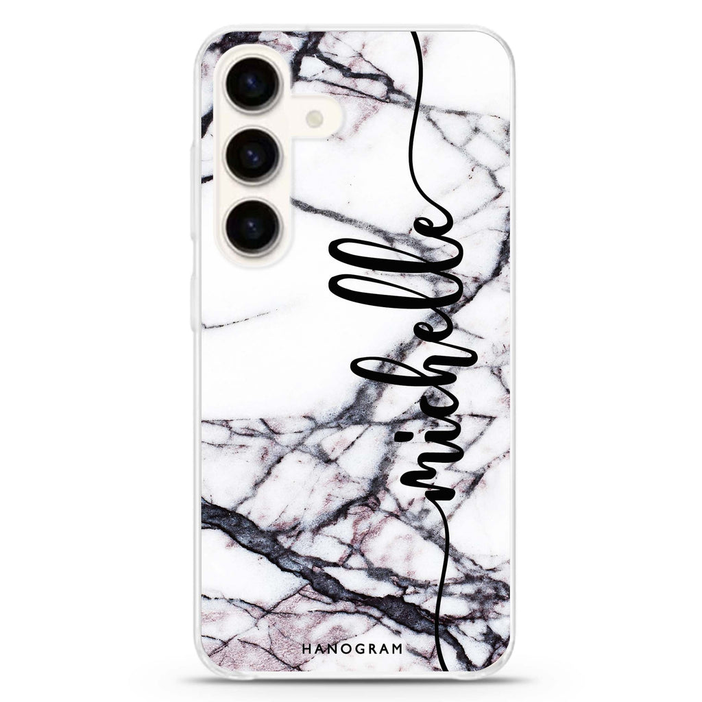 Marble Edition VI Samsung Galaxy S26/S25/S24 可加名字水晶透明保護殼正面展示