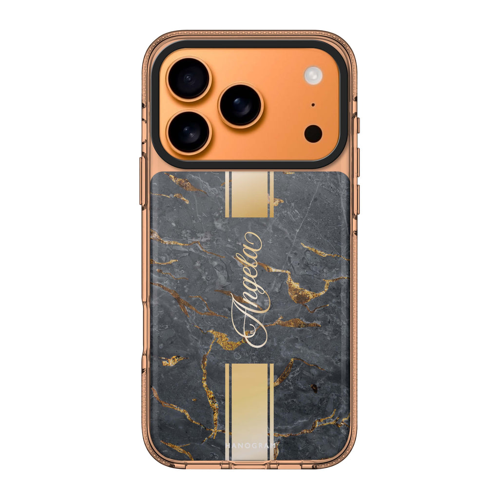 Luxury Gold Marble iPhone 17 Pro Max MagSafe 水晶透明保護殼 雲石紋設計 可自訂名字 圖1