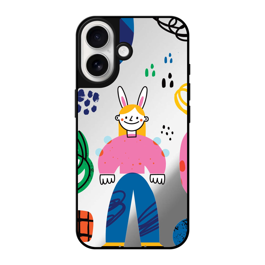 Reflective iPhone 16 Mirror Case –Abstract People Design