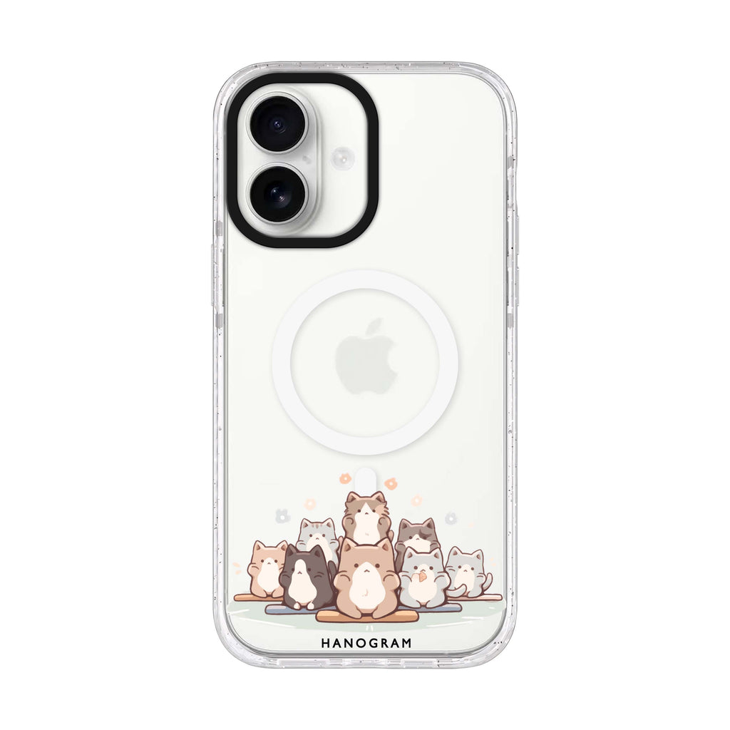Zen Cat Calm iPhone 17 水晶透明保護殼正面展示