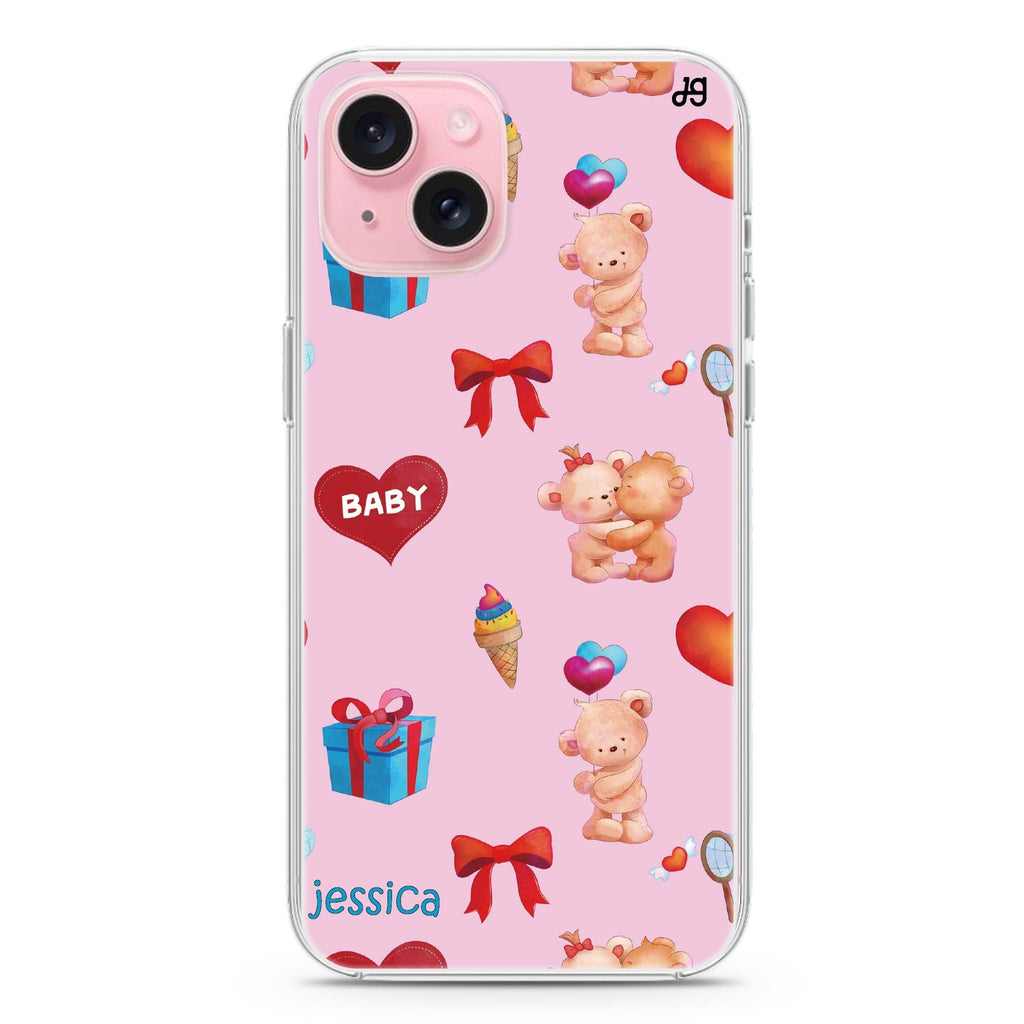 Cute Bear Present iPhone 15 plus 水晶透明保護殼
