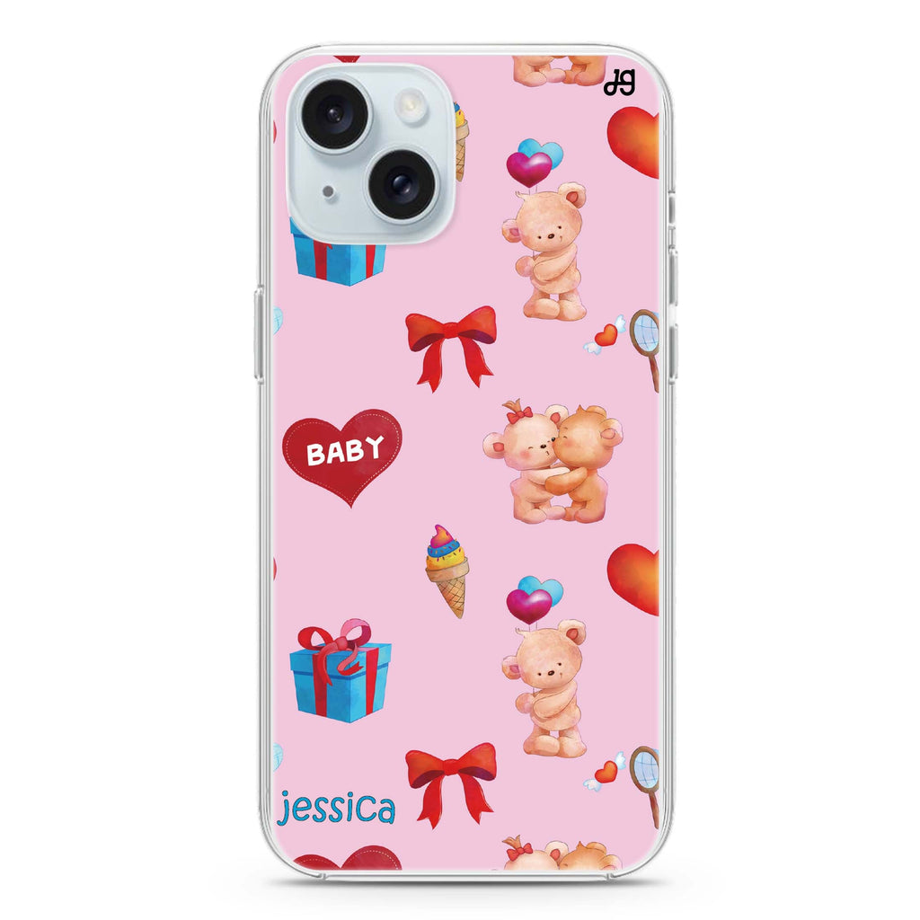 Cute Bear Present iPhone 15 水晶透明保護殼