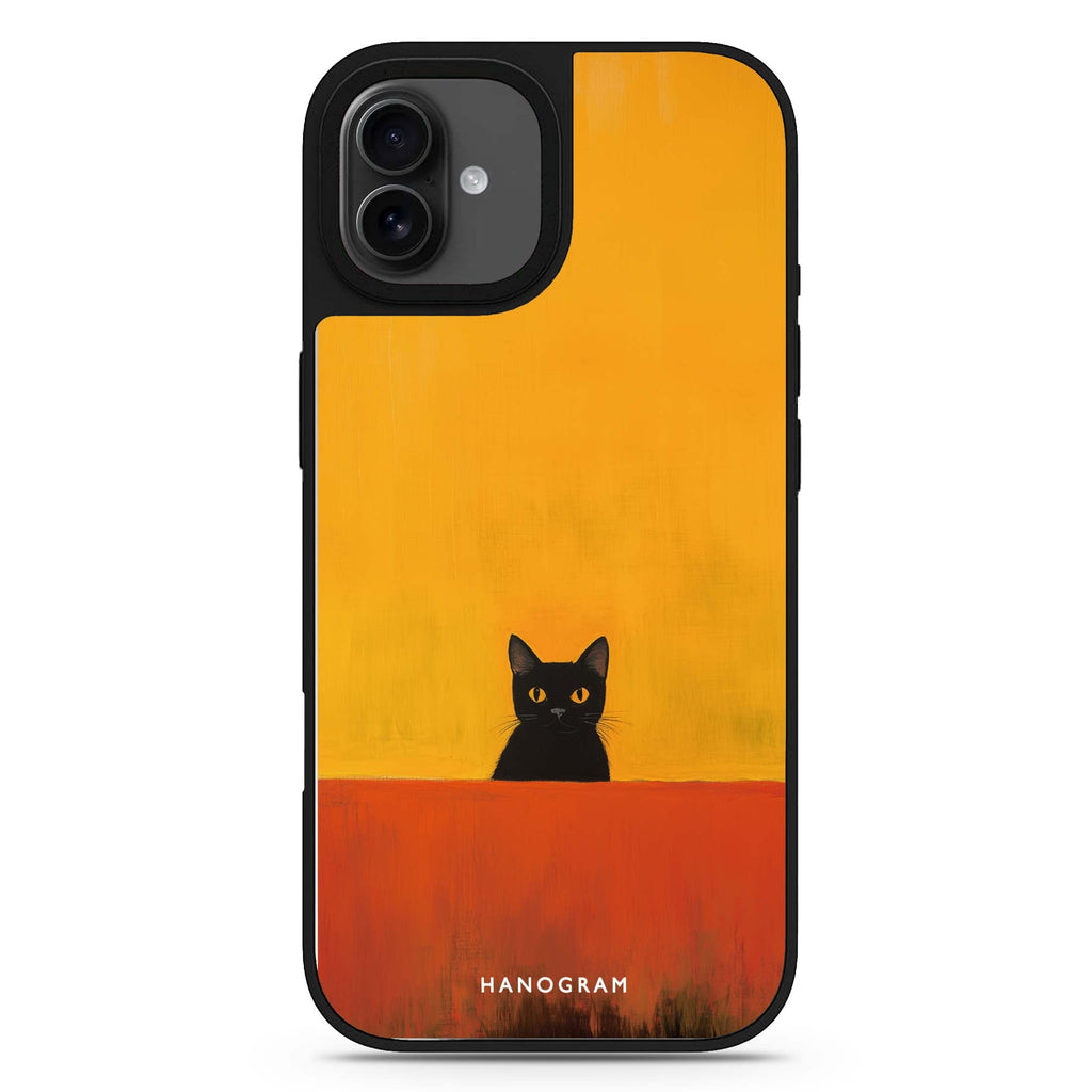 Minimalist Meow iPhone 17 抽象藝術鏡面手機殼 主圖設計