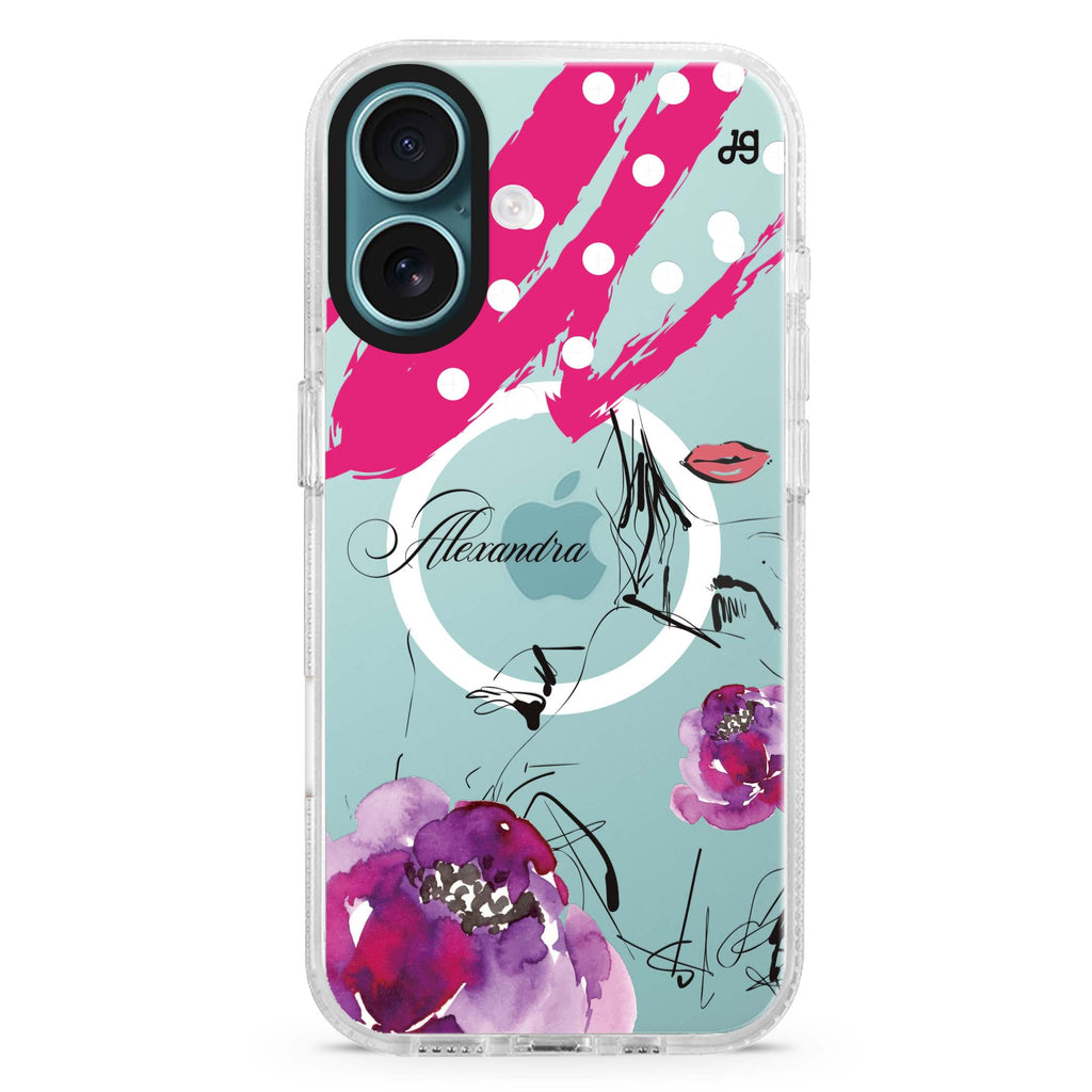 Floral Makeup Magsafe 兼容水晶透明保護殼