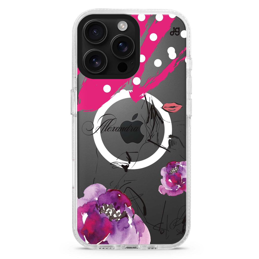 Floral Makeup Magsafe 兼容水晶透明保護殼