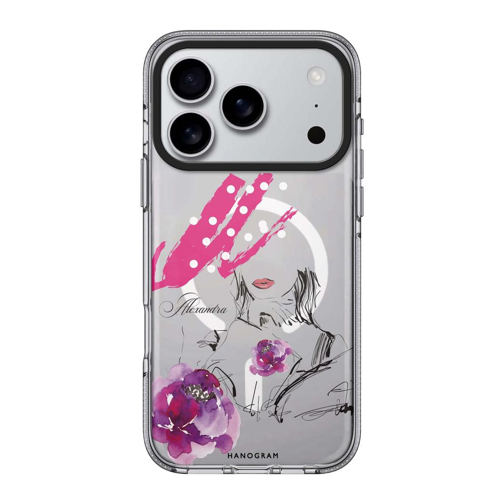 Floral Makeup iPhone 17 Pro Max MagSafe 水晶透明保護殼 花卉圖案設計 可自訂名字 圖1