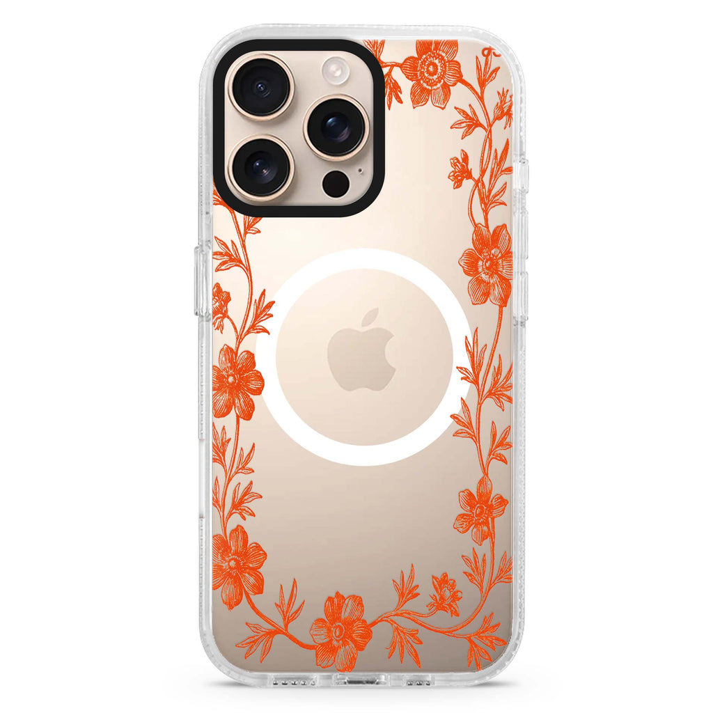 Saffron Vine Frame Magsafe 兼容水晶透明保護殼