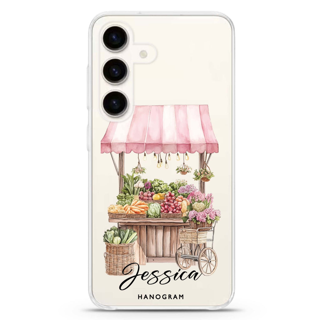 Blush Market Samsung Galaxy S26/S25/S24 可加名字水晶透明保護殼正面展示