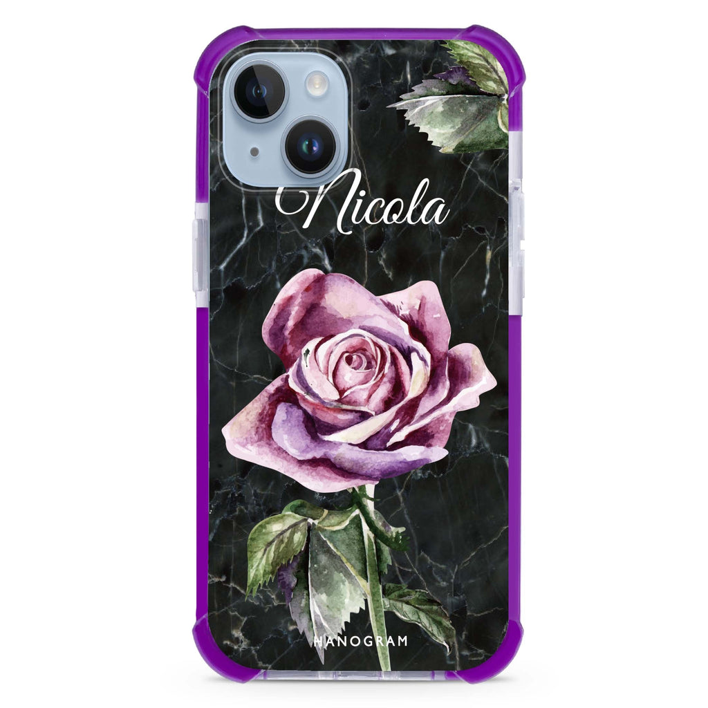 Black Marble Rose iPhone 15 Plus Magsafe 兼容超強防摔保護殼