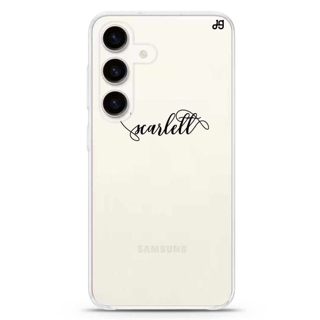 Abstract script writing Samsung Galaxy S26/S25/S24 可加名字水晶透明保護殼正面展示